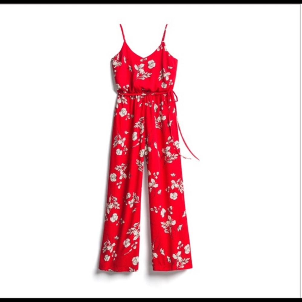 Skies are Blue Danica Floral Jumpsuit Lg